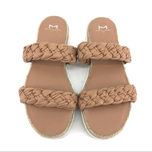 Marc Fisher Tan Brown Macaroon Jaimee Espadrille Slide Sandal - Picture 2 of 8